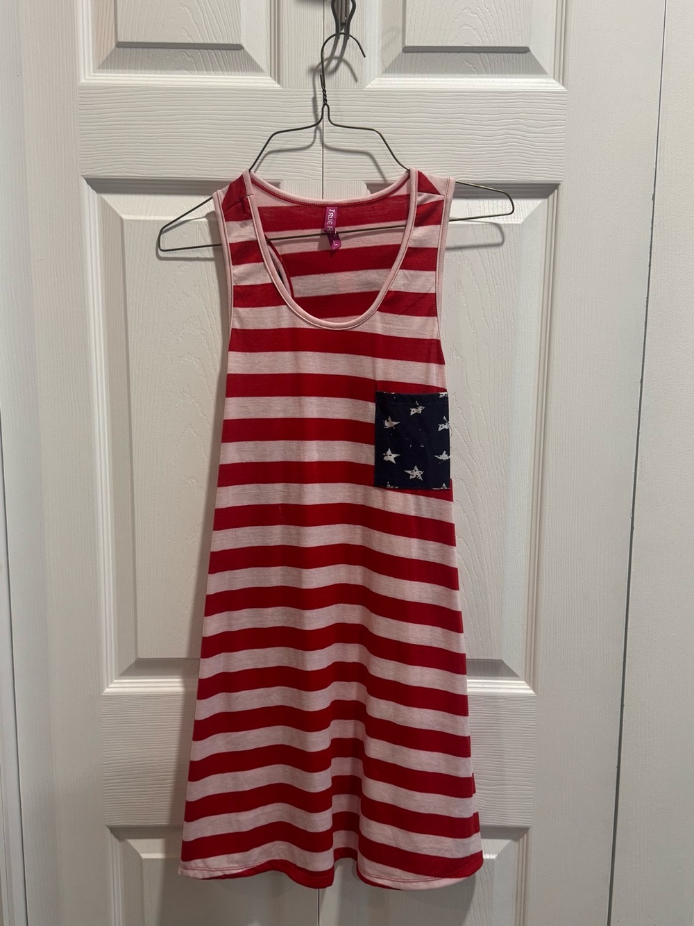 TRUE ROCK Red and White Striped Tank Top with Pink Brand Tag